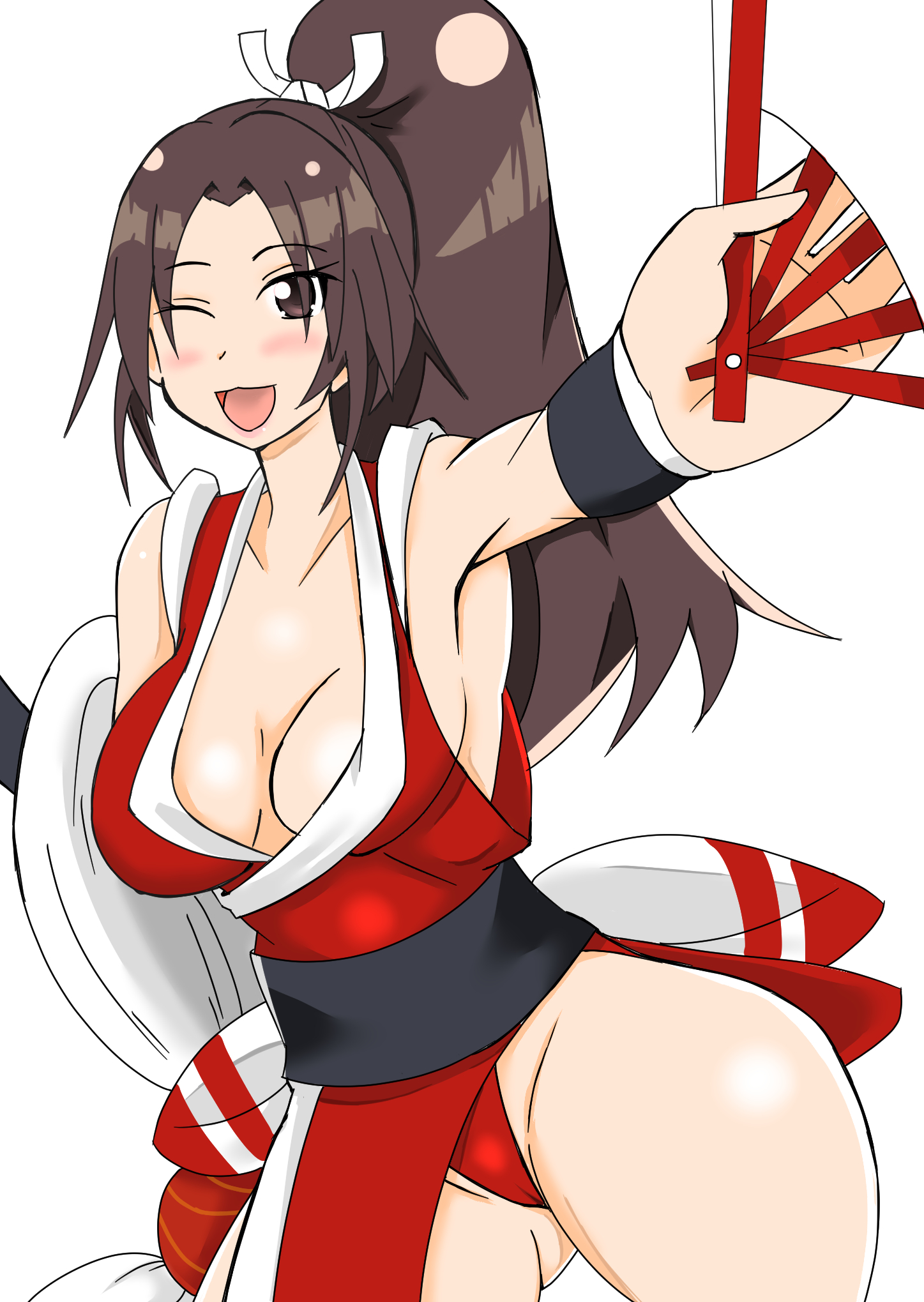 shiranui mai, fatal fury, 1girl, breasts, large breasts, long hair