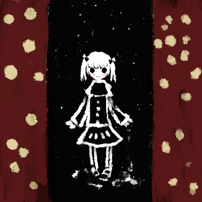broiler, original, 1girl, blush, bow, female focus, full body, hair bow, looking at viewer, o o, pigeon-toed, smile, snow, snow child, solo, standing, twintails