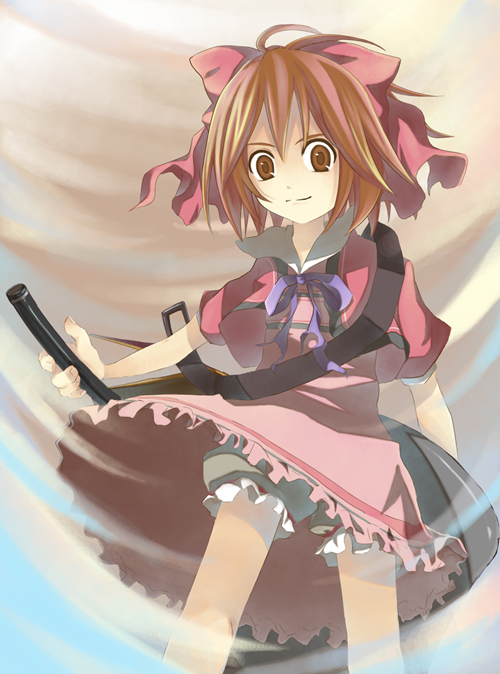 salumak, karol capel, karol capel (girly), tales of (series), tales of vesperia, bad id, bad pixiv id, 00s, 1boy, bloomers, crossdressing, crossdressing (mtf), dress, hammer, male focus, official alternate costume, ribbon, solo, trap, underwear