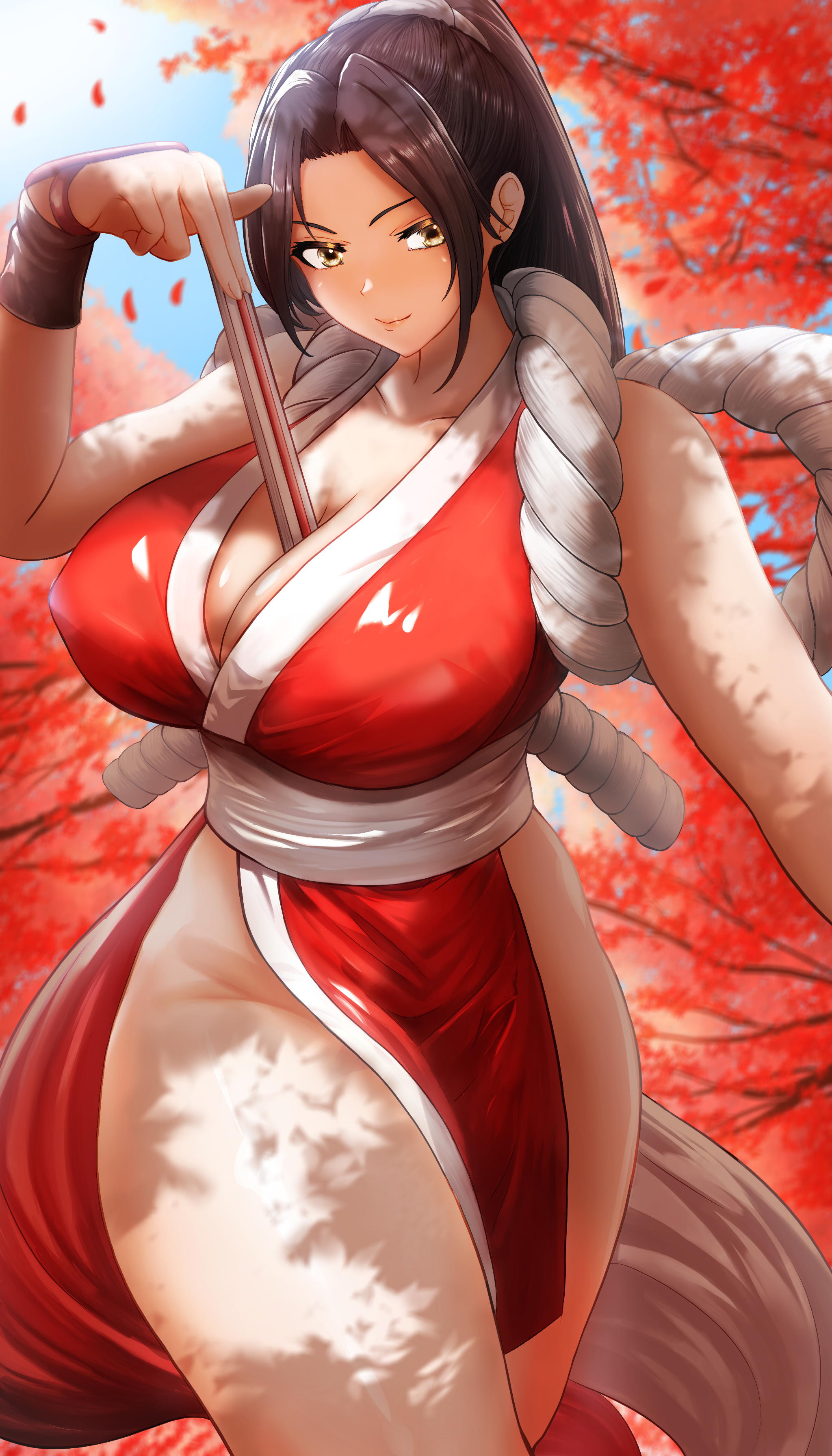 shiranui mai, fatal fury, 1girl, breasts, huge breasts, long hair