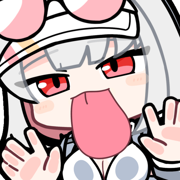 acomu414, marlene (black survival), black survival, eternal return: black survival, animated, animated gif, 1girl, against fourth wall, black-framed eyewear, blush stickers, breasts, chibi, cleavage, eyewear on head, fourth wall, grey hair, hands up, licking screen, medium breasts, multicolored hair, pink-tinted eyewear, pink hair, power symbol, red eyes, solo, sunglasses, tinted eyewear, transparent background, two-tone hair, upper body, visor cap