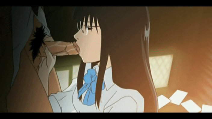 asada shouko, ishino kachi, panchira teacher, animated, animated gif, source request, tagme, 00s, 1boy, 1girl, :>=, black hair, bottomless, bow, bowtie, closed eyes, clothed female nude male, erection, fellatio, fence, glansjob, glasses, hetero, just the tip, letterboxed, long hair, motion blur, nude, oral, paper, penis, penis grab, pubic hair, school uniform, solo focus, testicles, uncensored, veins, veiny penis, window
