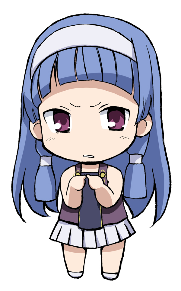 yaguchiya, yaguchiya tomoshi, nagi, kannagi, bad id, bad pixiv id, 00s, 1girl, blue hair, blunt bangs, chibi, female focus, hair tubes, hairband, long hair, purple eyes, solo