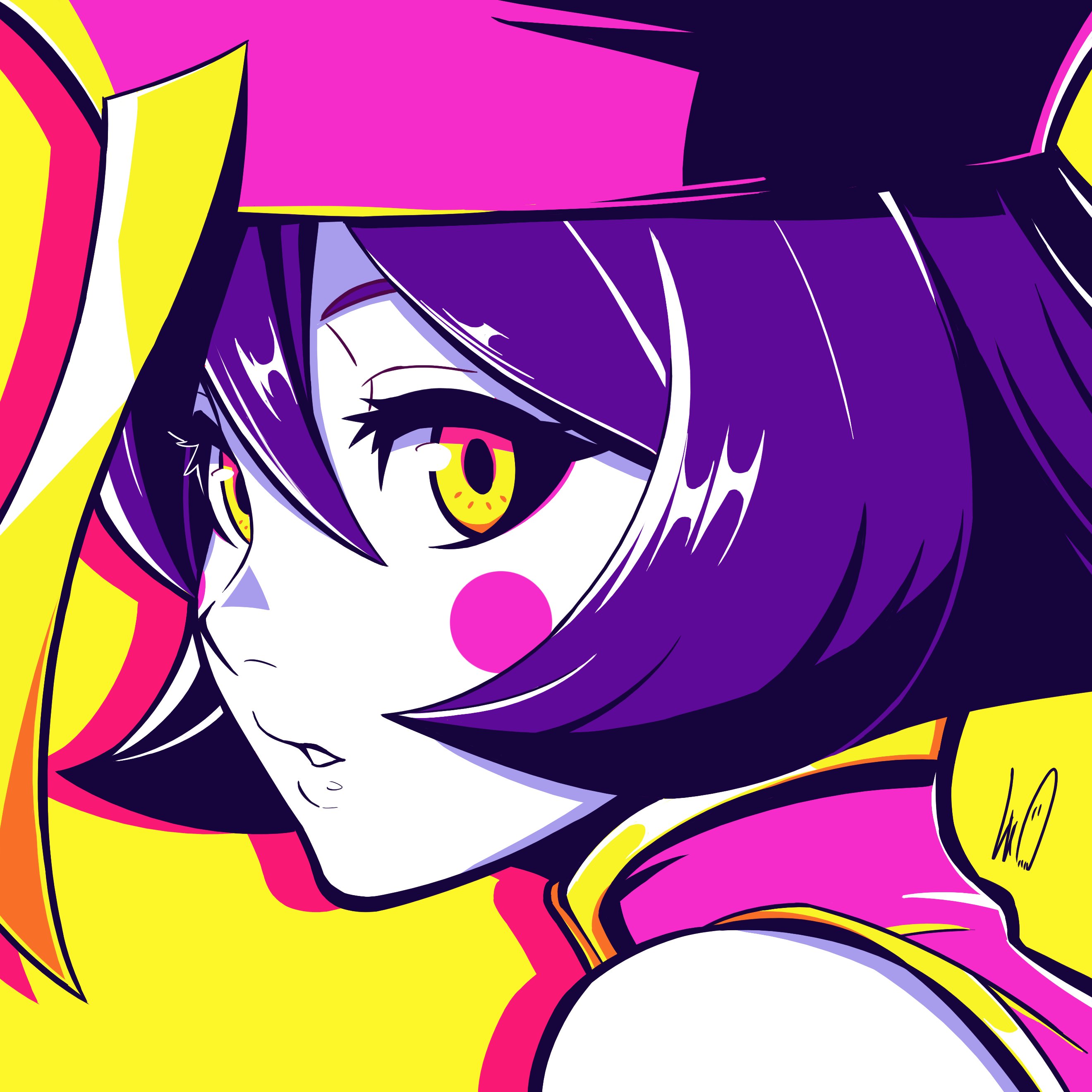 lughost, hsien-ko, darkstalkers, absurdres, highres, 1girl, blue hair, blue skin, breasts, chinese clothes, colored skin, flipped hair, hat, jiangshi, looking at viewer, ofuda, qingdai guanmao, red eyes, short hair, simple background, solo, zombie