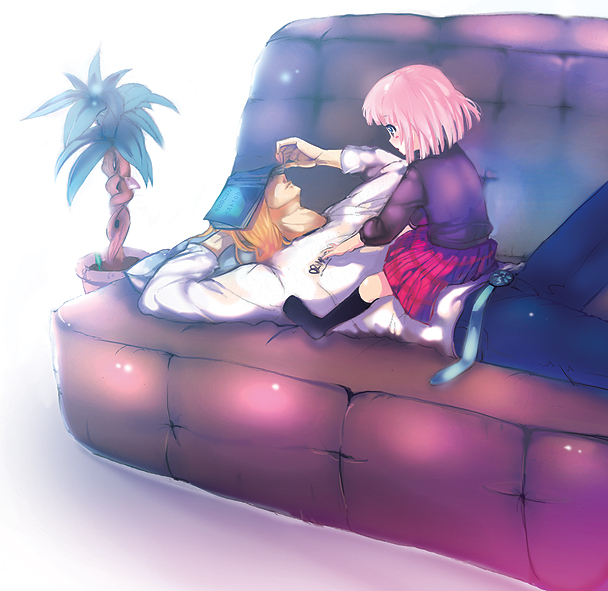 hagi (artist), angela leon, mifune (soul eater), soul eater, bad id, bad pixiv id, 00s, child, couch, skirt