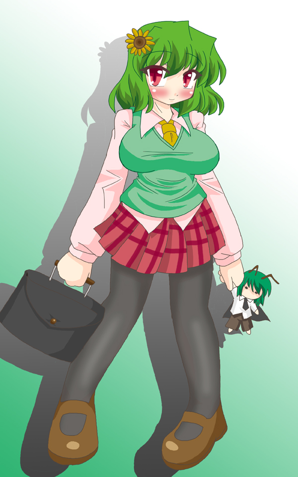 akasode (tyaramu), kazami yuuka, touhou, breasts, huge breasts, pantyhose, traditional youkai