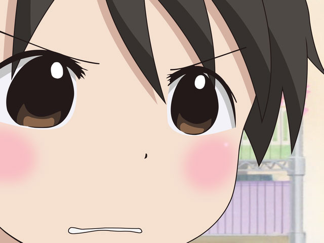 itou chika, ichigo mashimaro, 1girl, brown eyes, brown hair, child, clenched teeth, female focus, gununu (meme), meme, parted lips, short hair, solo, teeth, upper body