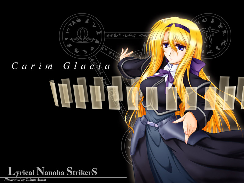 aoiba takato, carim gracia, lyrical nanoha, mahou shoujo lyrical nanoha, mahou shoujo lyrical nanoha strikers, 00s, blonde hair, long hair, magic circle, purple eyes, solo