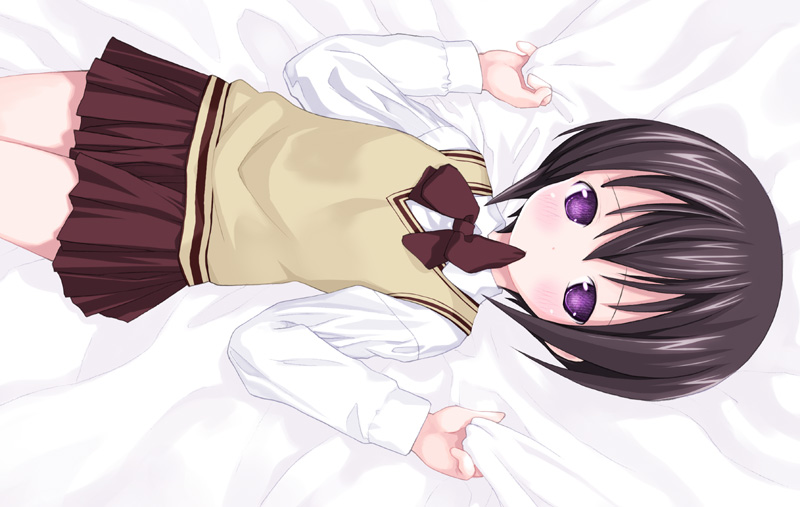 kiira, kawazoe tamaki, bamboo blade, 00s, lying, mouth hold, school uniform, solo
