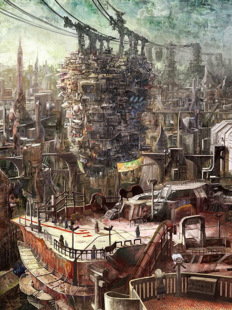 shirakaba, ranka lee, macross, macross frontier, 00s, 6+girls, m/, building, child, city, cityscape, multiple girls, outdoors, scenery, seikan hikou