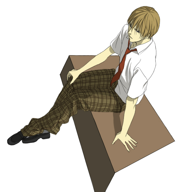 sakatsuki, hiyoshi wakashi, tennis no ouji-sama, bad id, bad pixiv id, 1boy, blonde hair, male focus, necktie, school uniform, short hair, solo