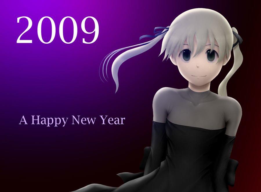 siraha, maka albarn, soul eater, bad id, bad pixiv id, 00s, 2009, new year, solo, twintails