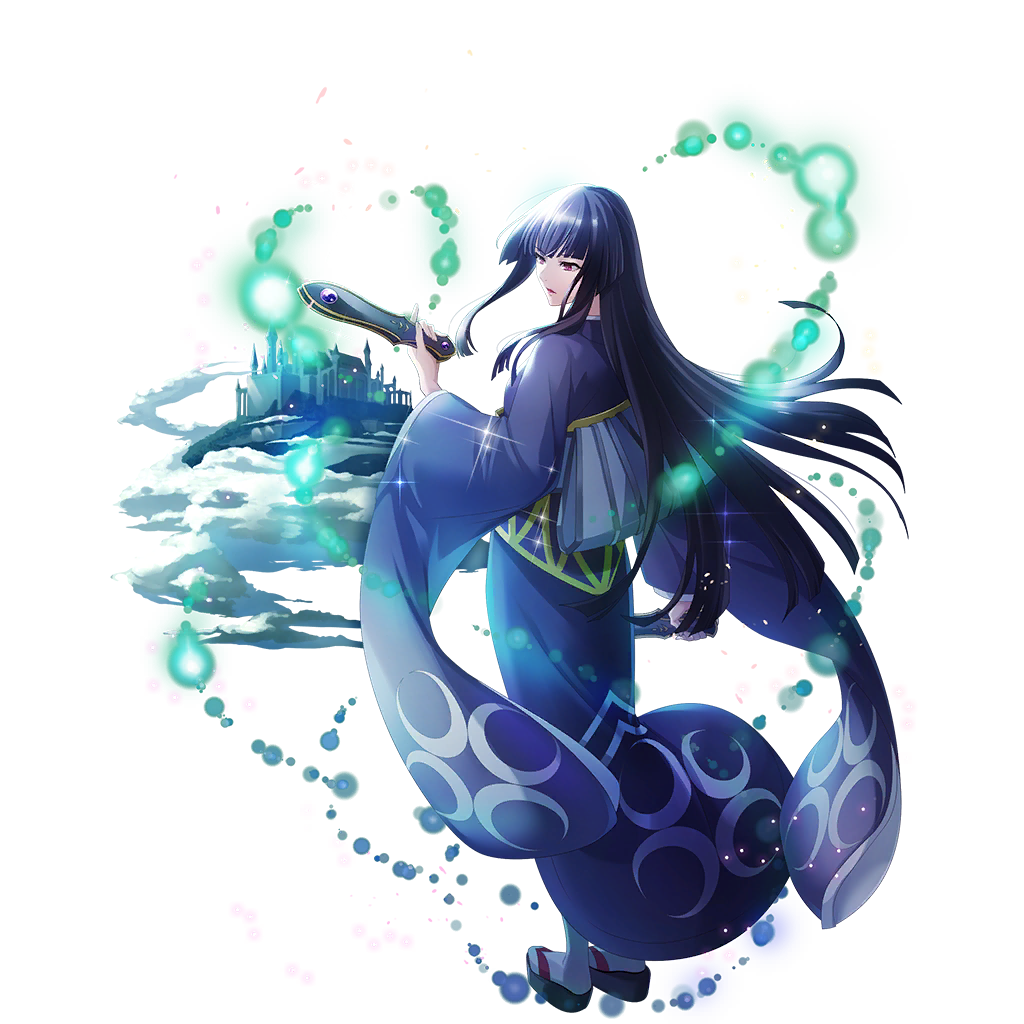 glass (tate no yuusha no nariagari), tate no yuusha no nariagari, tate no yuusha no nariagari rerise, artist request, game cg, official art, 1girl, armor, aura, black armor, black hair, black sandals, blunt bangs, blunt ends, breasts, castle, closed mouth, expressionless, eyelashes, floating clothes, folded fan, folding fan, from side, full body, hand fan, hands up, holding, holding fan, japanese clothes, kimono, kneehighs, long hair, long sleeves, looking at object, obi, okobo, platform sandals, purple kimono, red eyes, sandals, sash, shin guards, simple background, small breasts, socks, solo, sparkle, standing, straight hair, tachi-e, transparent background, v-shaped eyebrows, vassal fan (demon dragon fan) (tate no yuusha no nariagari), vassal fan (tate no yuusha no nariagari), waist tassel, white sash, white socks, wide sleeves, yukata