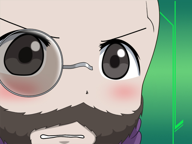 aeolia schenberg, gundam, gundam 00, 00s, 1boy, beard, black eyes, facial hair, gununu (meme), male focus, meme, monocle, portrait, solo, thick beard