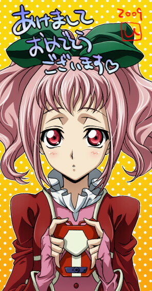 iyou, yukkyun, anya alstreim, code geass, 00s, blush, bow, fingerless gloves, gloves, hair bow, pink hair, red eyes, short hair, solo