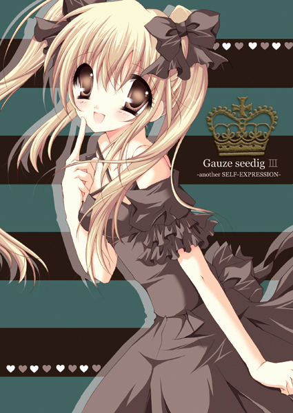 shanae, original, blonde hair, dress, frills, hair ribbon, long hair, ribbon, solo, twintails, yellow eyes
