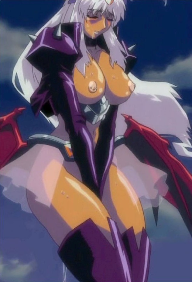 oobari masami, nailkaiser, angel blade, screencap, 00s, 1girl, areola piercing, armor, breasts, dark-skinned female, dark skin, female focus, female masturbation, head wings, large breasts, light areolae, masturbation, nipple piercing, nipple rings, nipples, piercing, saliva, solo, topless female, wings