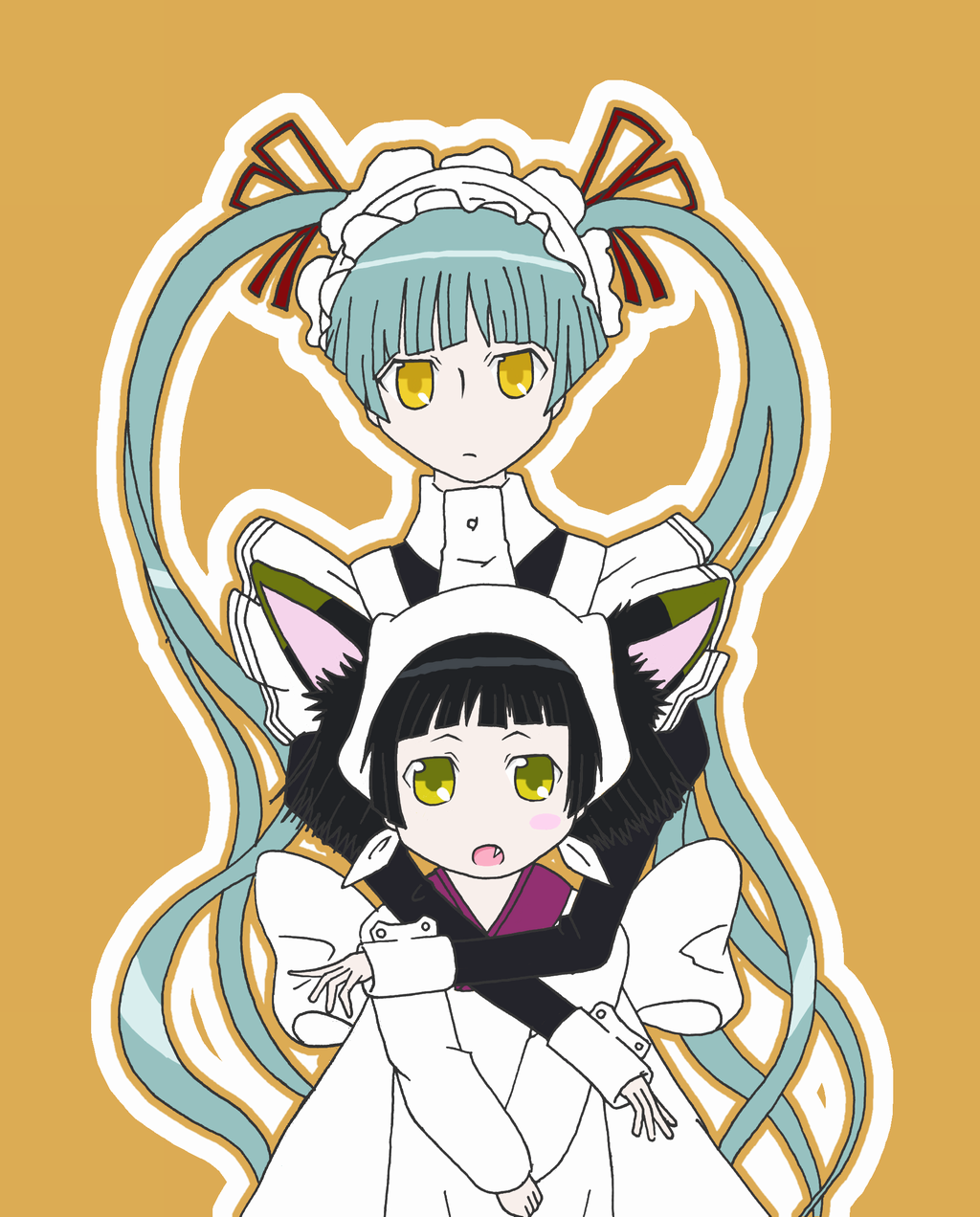 satoxxx, dorm leader, shinouji matsurika, maria holic, bad id, bad pixiv id, highres, 00s, animal ears, bob cut, cat ears, dorm mistress, maid