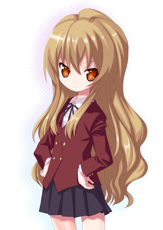 kiira, aisaka taiga, toradora!, bad id, bad pixiv id, 00s, brown eyes, brown hair, long hair, school uniform, skirt, solo