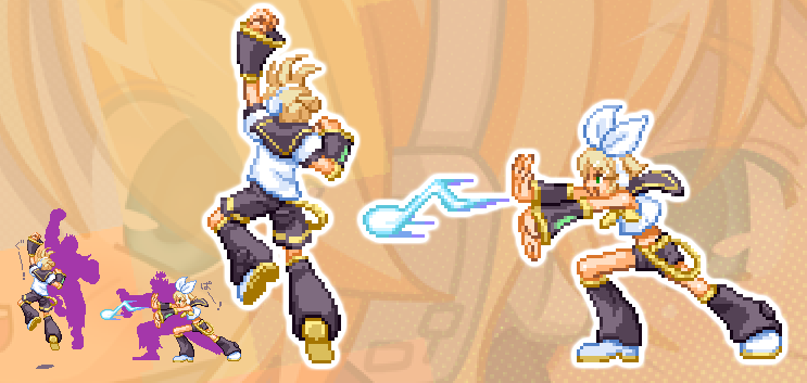 shieo, kagamine len, kagamine rin, vocaloid, 1boy, 1girl, brother and sister, parody, pixel art, siblings, twins