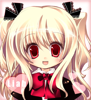 original, commentary request, lowres, 1girl, 2000s (style), :d, black bow, black capelet, blonde hair, blush, bow, bowtie, capelet, hair bow, heart, lace-trimmed bow, lace trim, looking at viewer, open mouth, pink background, red bow, red bowtie, red eyes, shii (ceray), shirt, smile, solo, twintails, upper body, white shirt