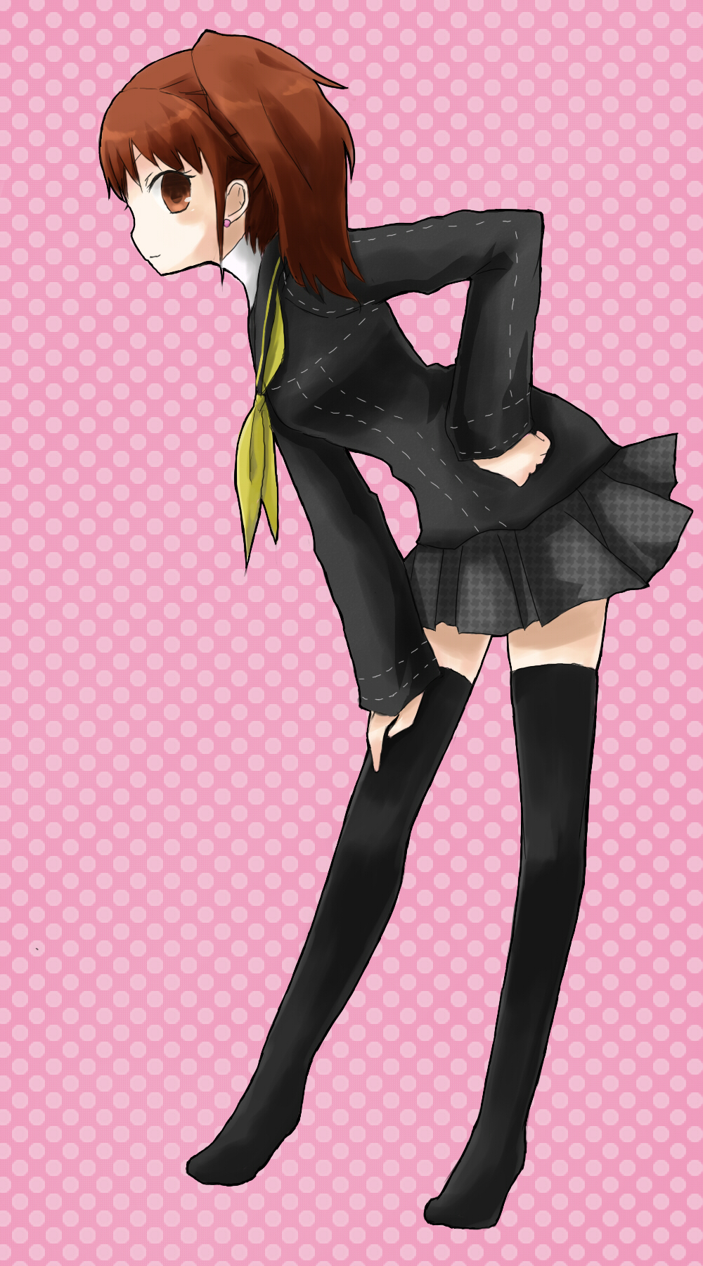 shuu (aoiro), kujikawa rise, atlus, persona, persona 4, bad id, bad pixiv id, highres, school uniform, solo, thighhighs