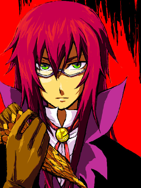 richter abend, tales of (series), tales of symphonia, tales of symphonia: dawn of the new world, 00s, 1boy, glasses, green eyes, male focus, red hair, solo, upper body