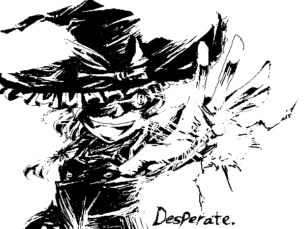 gyoh, kirisame marisa, touhou, 1girl, attack, bow, braid, evil smile, female focus, greyscale, hat, hat bow, monochrome, oekaki, one-eyed, shaded face, smile, solo, witch, witch hat