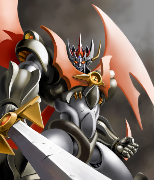 dorasu, mazinkaiser (robot), mazinger (series), mazinkaiser, holding, holding weapon, looking at viewer, mecha, no humans, robot, solo, super robot, sword, weapon