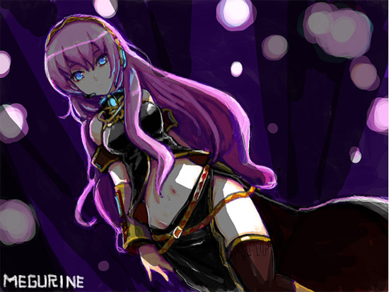 kara (color), megurine luka, vocaloid, tagme, long hair, pink hair, solo, thighhighs