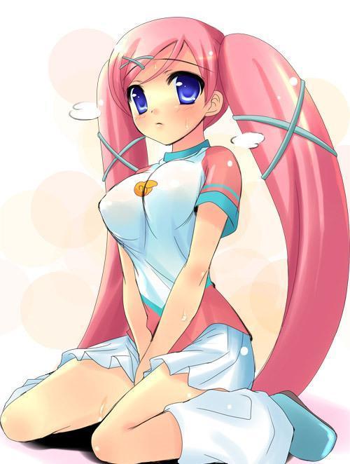 yukizuki chikuba, akai maho, doki doki majo shinpan, 1girl, blue eyes, blush, female focus, long hair, pink hair, solo, twintails, very long hair, witch