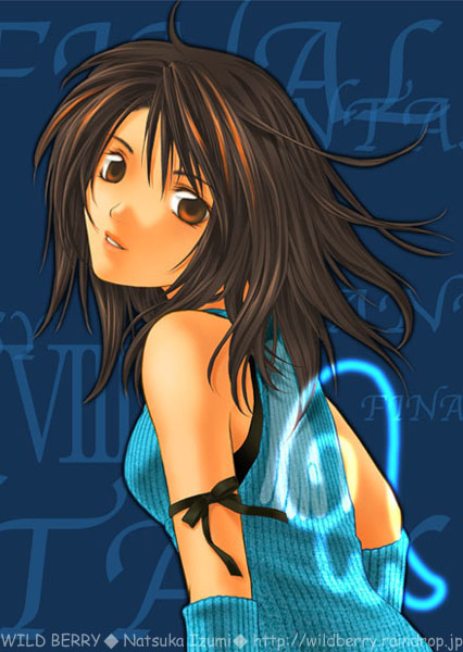 natsuka izumi, rinoa heartilly, final fantasy, final fantasy viii, 1990s (style), 1girl, brown eyes, brown hair, female focus, short hair, solo