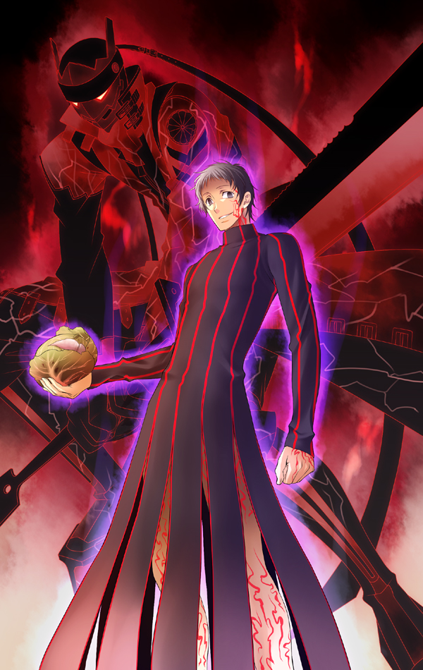 ame (pixiv217267), adachi tooru, izanagi (persona 4), magatsu izanagi, matou sakura, atlus, fate/stay night, fate (series), persona, persona 4, bad id, bad pixiv id, spoilers, cabbage, cosplay, crest worm, male focus, matou sakura (cosplay), parody, short hair, solo