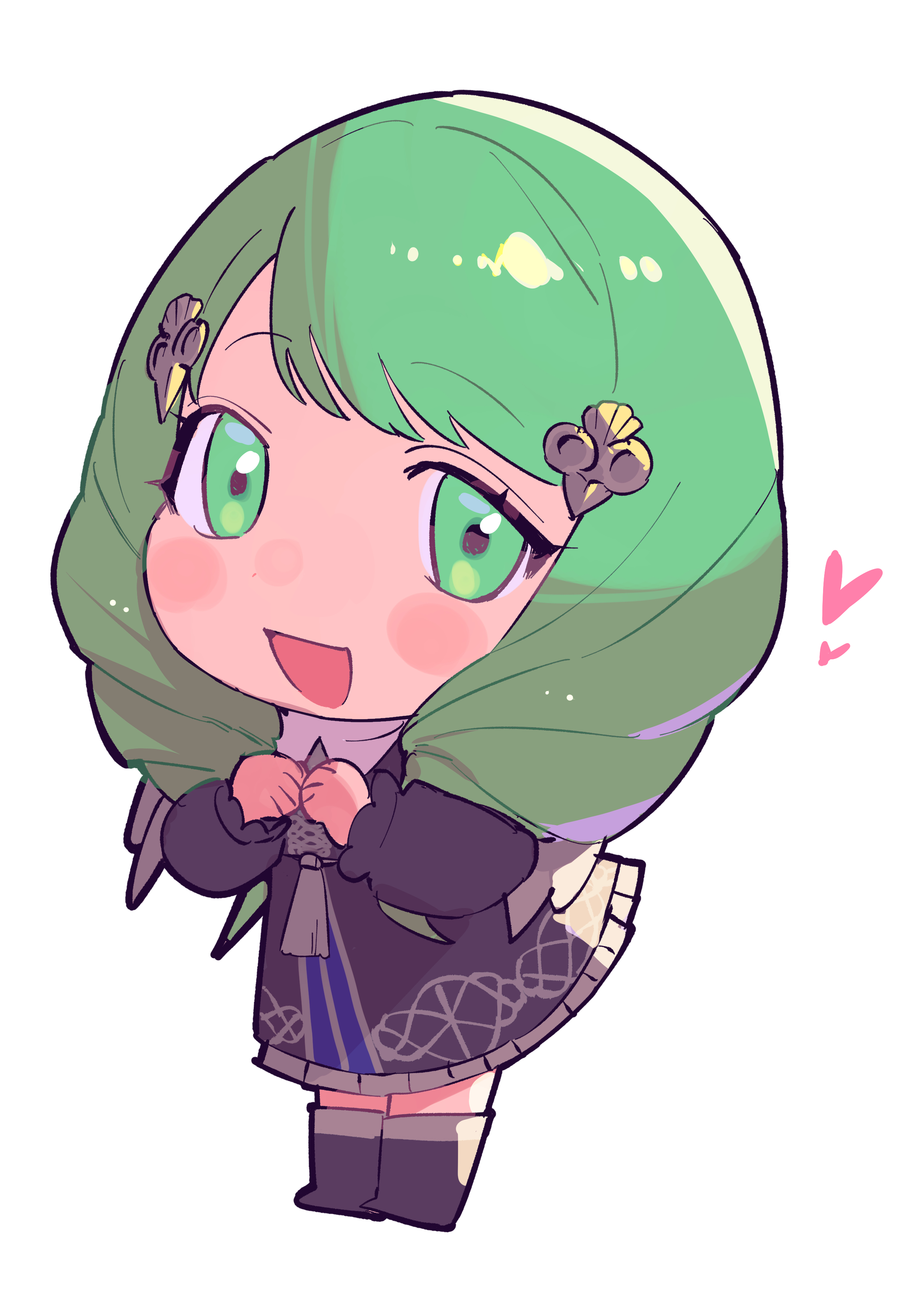 mkpj32, flayn (fire emblem), fire emblem, fire emblem: three houses, nintendo, absurdres, highres, 1girl, drill hair, garreg mach monastery uniform, green eyes, green hair, hair ornament, hairclip, looking at viewer, solo, twin drills