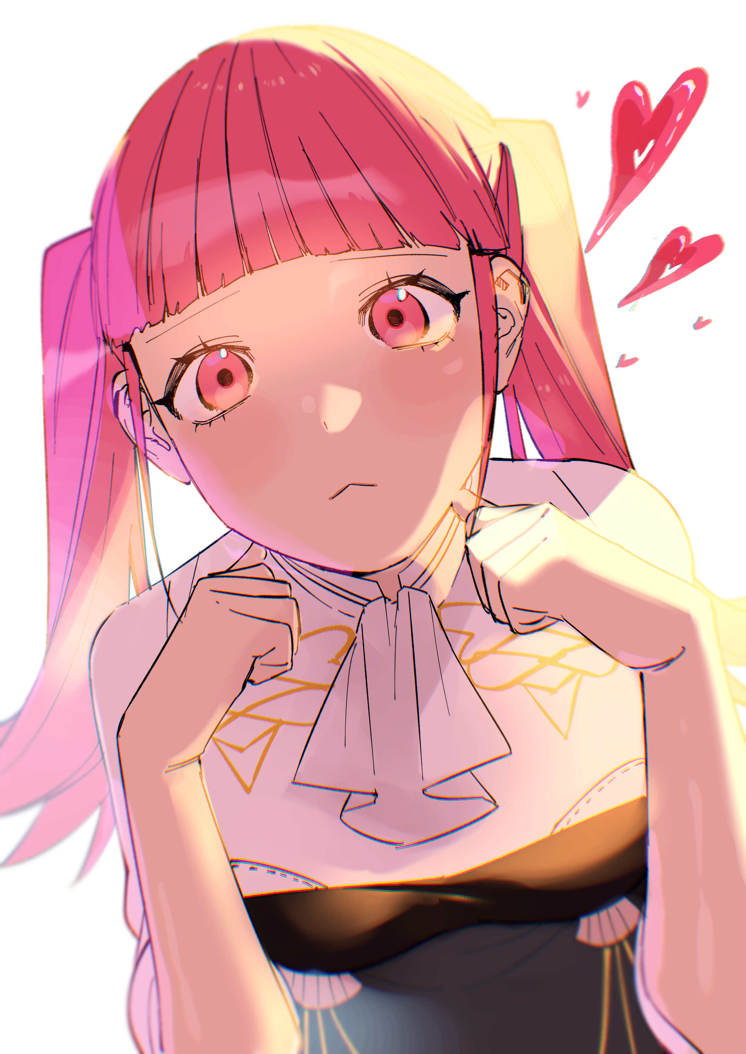 mkpj32, hilda valentine goneril, fire emblem, fire emblem: three houses, nintendo, absurdres, highres, 1girl, blunt bangs, closed mouth, garreg mach monastery uniform, long hair, looking at viewer, pink eyes, pink hair, solo, twintails
