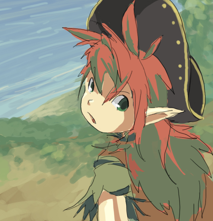 oom, salsa, salsa (trusty bell), trusty bell, 1girl, bicorne, female focus, hat, oekaki, solo