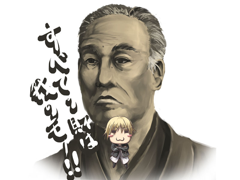 satomi (black scarecrow), 1boy, 1girl, :3, chibi, crossed arms, frown, full body, looking at viewer, simple background, standing, upper body, white background