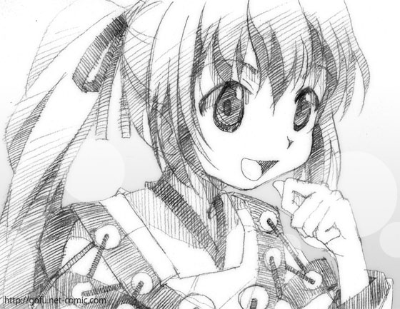 gofu, katsuragi mikan, rental magica, traditional media, 00s, greyscale, monochrome, sketch, solo