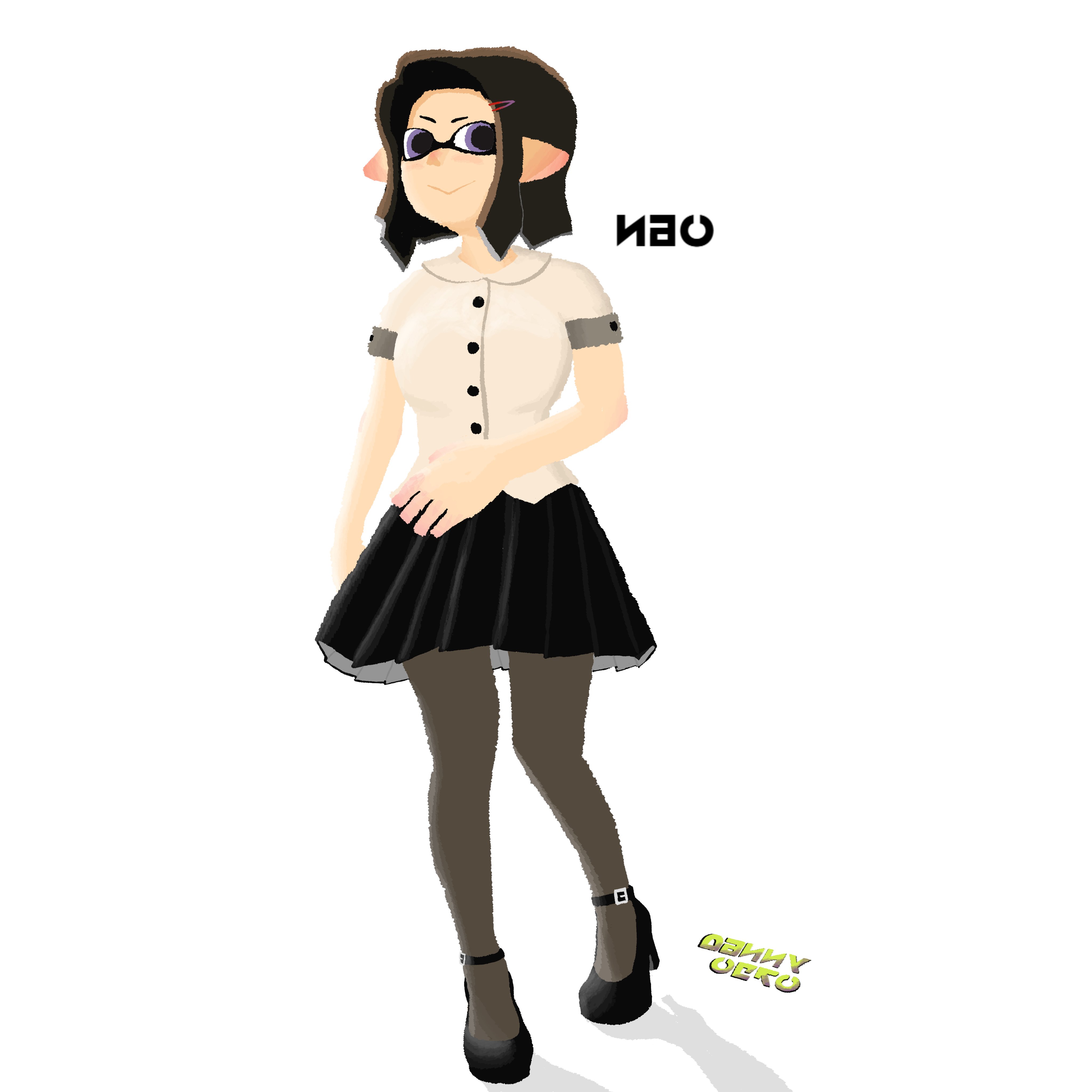 nintendo, splatoon (series), absurdres, highres, danny octo, high heels, inkling, pantyhose, short hair, skirt