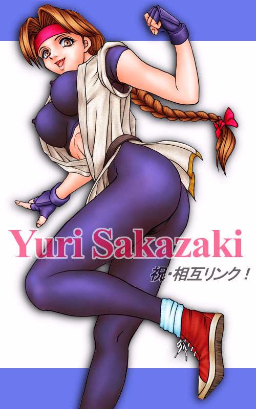 yuri sakazaki, ryuuko no ken, snk, the king of fighters, 1girl, ass, braid, breasts, brown eyes, brown hair, cameltoe, clothes lift, covered erect nipples, dougi, female focus, fingerless gloves, gloves, headband, huge ass, huge breasts, karate gi, large breasts, leg up, leggings, long hair, looking at viewer, looking back, nipples, open clothes, open mouth, pants, see-through clothes, shiny clothes, shoes, single braid, skin tight, skirt, skirt lift, smile, smiley face, sneakers, socks, solo, spandex, thighs, tight clothes, wide hips, yoga pants