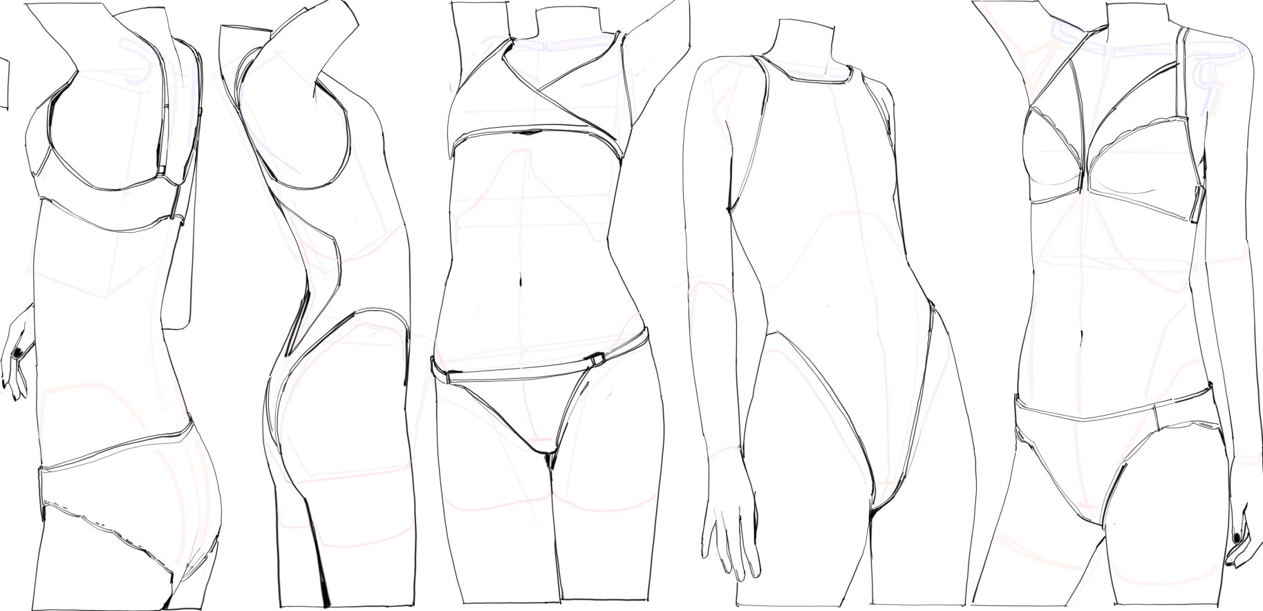 original, highres, 1girl, bra, greyscale, guide, how to, monochrome, navel, panties, see-through clothes, shirt, sketch, sogogoaart, standing, striped clothes, striped panties, underwear