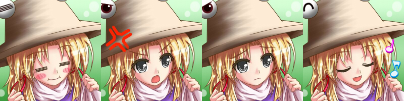 shake (pixiv), shake (pixiv439102), toshizaki shouma, moriya suwako, touhou, 1girl, angry, blonde hair, female focus, grey eyes, hair ribbon, hat, icon (computing), multiple expressions, music, ribbon, singing