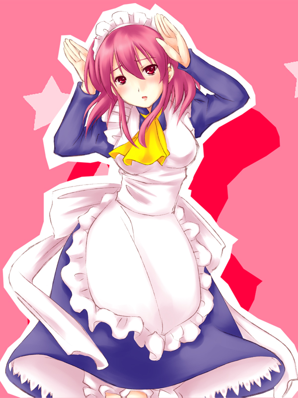 piku, wilhelmina carmel, shakugan no shana, 00s, caramelldansen, maid, pink eyes, pink hair, solo
