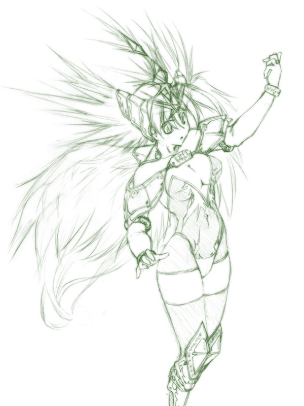 uzuki, riesz, star lancer, seiken densetsu, seiken densetsu 3, 1girl, boots, breasts, cleavage, female focus, green theme, head wings, helmet, knee boots, large breasts, lineart, long hair, monochrome, solo, winged helmet, wings