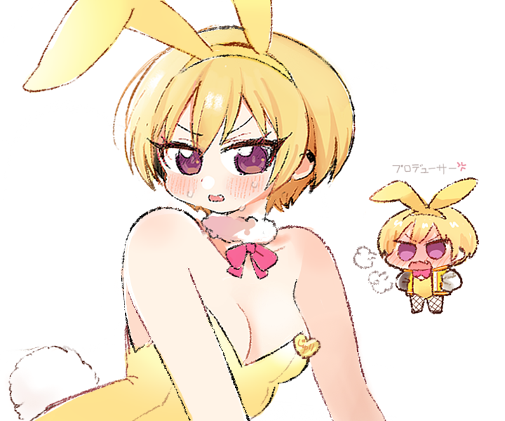 uu (bd1005), non-web source, tagme, breasts, chibi, chibi inset, playboy bunny