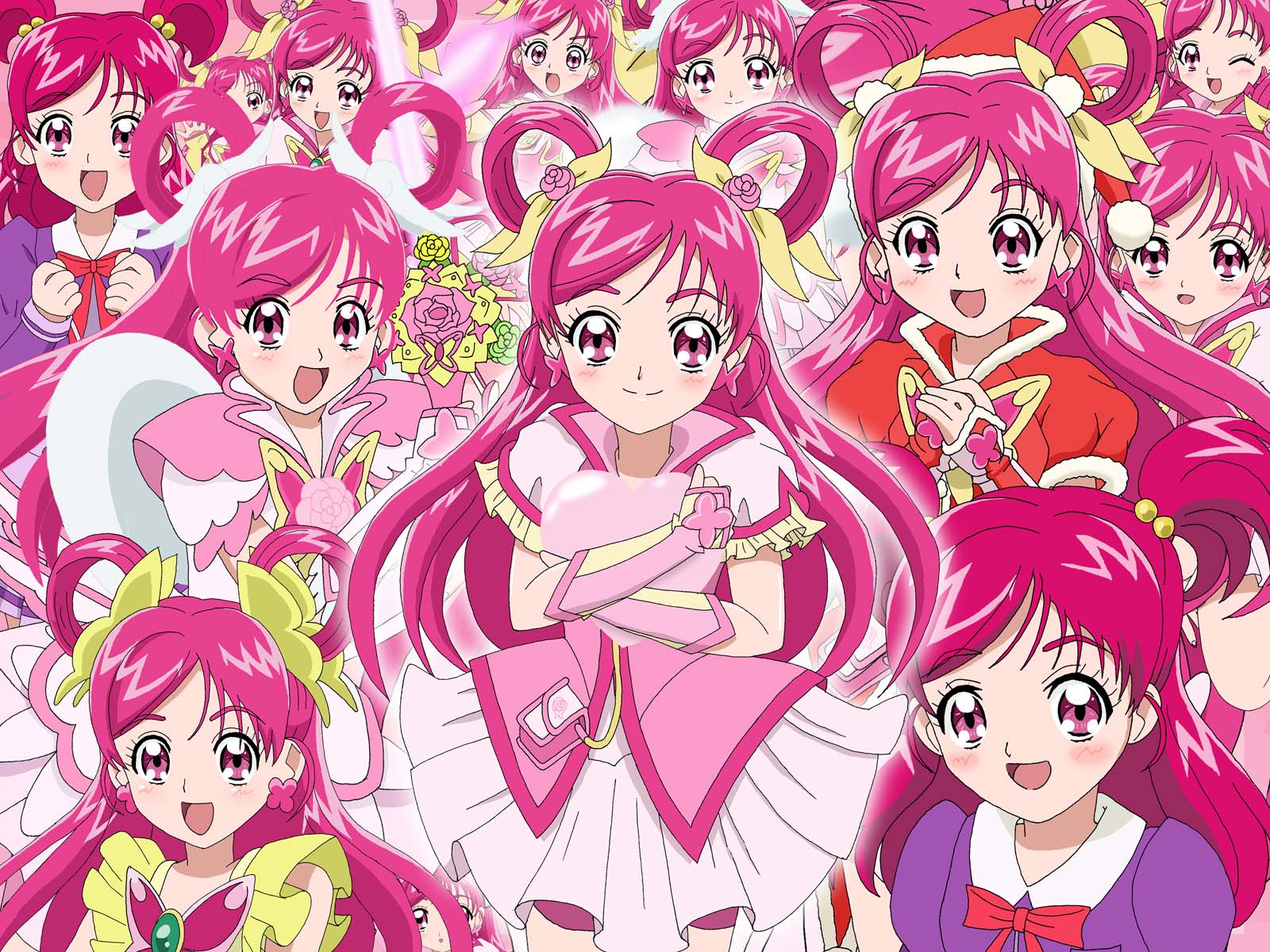 cure dream, yumehara nozomi, precure, yes! precure 5, highres, 00s, 1girl, hair rings, magical girl, pink theme