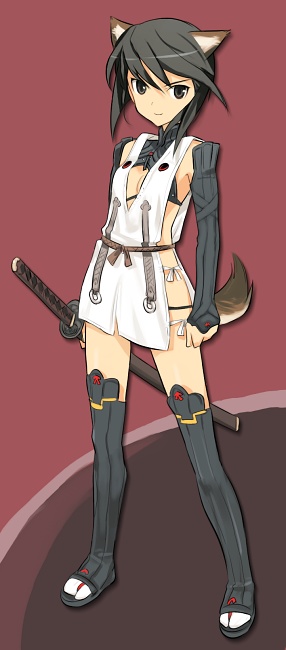 shimada fumikane, kuroe ayaka, strike witches, strike witches zero, world witches series, 00s, 1girl, animal ears, armor, female focus, katana, solo, sword, tail, weapon