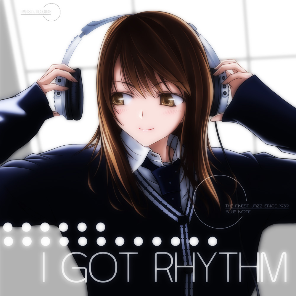 kikuchi tsutomu, tagme, 1girl, brown eyes, brown hair, female focus, headphones, solo