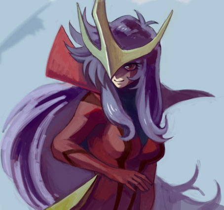 leda (casshern sins), casshern (series), casshern sins, light purple hair, lowres, 00s, headdress, long hair, solo