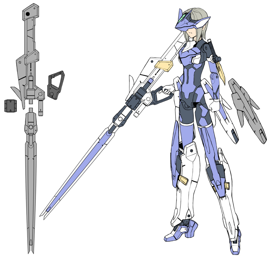 magaki ryouta, busou shinki, 10s, grey hair, gun, speio, weapon
